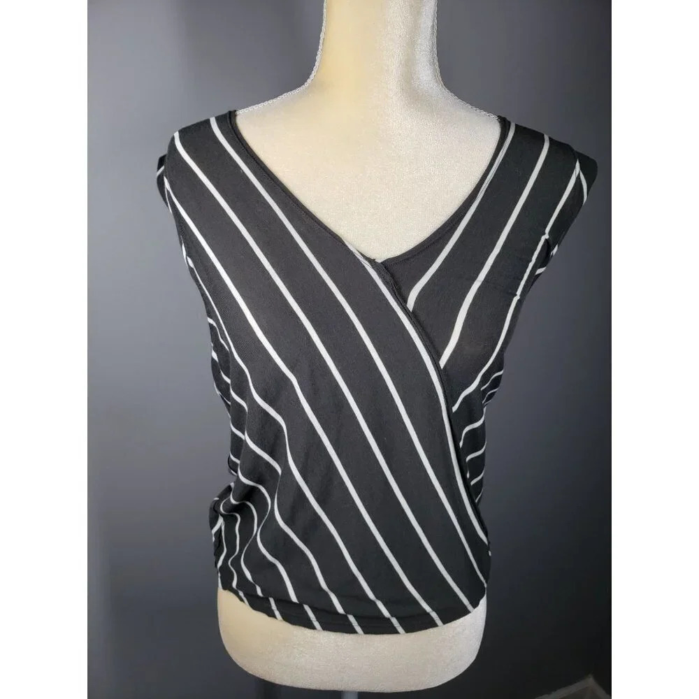 We The Free / Free People Black and White Striped Tank Top Size L